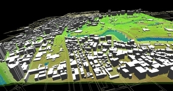 東京都心部(千代田区)での広さが2.2km×2.1km、標高差が35mあるエリアでのモデル作成の図3