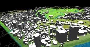 東京都心部(千代田区)での広さが2.2km×2.1km、標高差が35mあるエリアでのモデル作成の図4