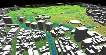 東京都心部(千代田区)での広さが2.2km×2.1km、標高差が35mあるエリアでのモデル作成の図5